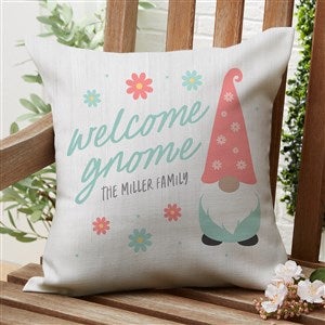 Spring Gnome Personalized Outdoor Throw Pillow - 16x16 - 36521