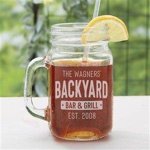 Backyard Bar  Grill Etched Glass Mason Jar - 36542
