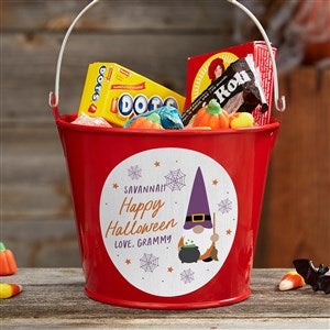 Halloween Gnome Personalized Halloween Treat Bucket-Red - 36719-R