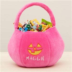 Jack-o-Lantern Embroidered Plush Halloween Treat Bag-Pink - 36760-P