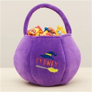 Witch Embroidered Plush Halloween Treat Bag-Purple - 36763-PU