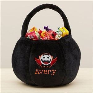 Vampire Embroidered Plush Halloween Treat Bag-Black - 36766-B