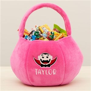 Vampire Embroidered Plush Halloween Treat Bag - Pink - 36766-P