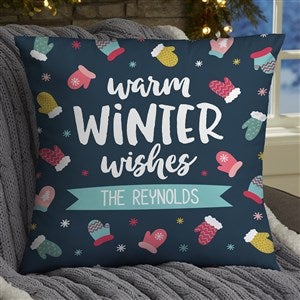 Warm Winter Wishes Personalized 18 Throw Pillow - 36792-L