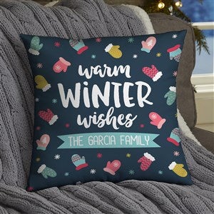 Warm Winter Wishes Personalized 14 Velvet Throw Pillow - 36792-SV