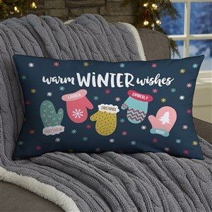 Warm Winter Wishes Personalized Lumbar Velvet Throw Pillow - 36792-LBV