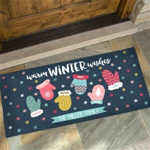 Warm Winter Wishes Personalized Oversized Doormat- 24x48 - 36795-O