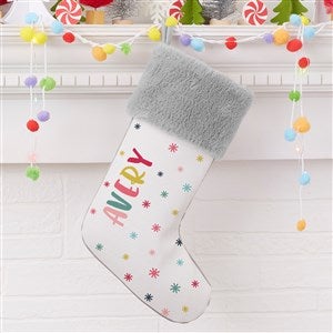 Warm Winter Wishes Personalized Grey Faux Fur Christmas Stockings - 36799-GF
