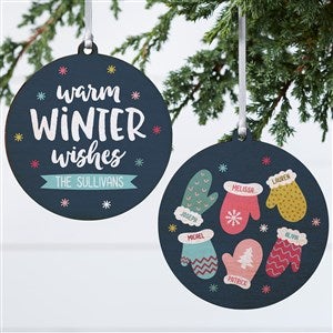 Personalized Wood Ornament - Warm Winter Wishes - 2 Sided - 36803-2W