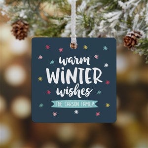 Warm Winter Wishes Personalized Square Ornament- 2.75 Metal - 1 Sided - 36803-1M