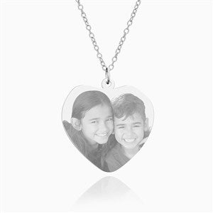 Personalized Photo Heart Pendant Silver Necklace - 36815D-S