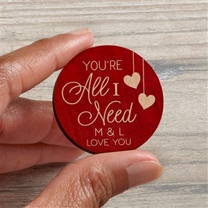 Youre All I Need Personalized Wood Pocket Token - Red - 36847-R