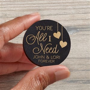 Youre All I Need Personalized Wood Pocket Token - Black - 36847-BL