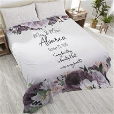 Colorful Floral Personalized Wedding 90x108 Plush King Fleece Blanket - 36862-K