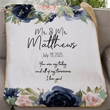 Colorful Floral Personalized Wedding 30x40 Sherpa Blanket - 36862-SS