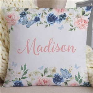 Butterfly Kisses Baby Girl Personalized 18x18 Throw Pillow - 36895-L