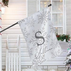 Silver and Gold Snowflakes Personalized House Flag - 36912