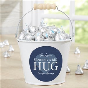 Sending Hugs Personalized Mini Metal Bucket- White - 36918