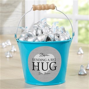 Sending Hugs Personalized Mini Metal Bucket- Turquoise - 36918-T