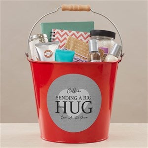 Sending Hugs Personalized Large Metal Bucket- Red - 36918-RL