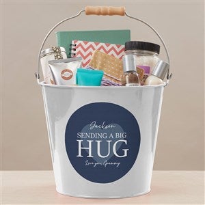 Sending Hugs Personalized Large Metal Bucket- White - 36918-L