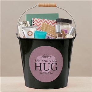 Sending Hugs Personalized Large Metal Bucket- Black - 36918-BL