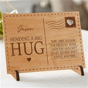 Sending Hugs Personalized Wood Postcard-Natural - 36922-N