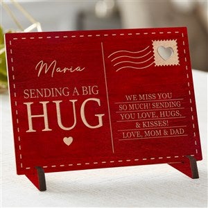 Sending Hugs Personalized Wood Postcard-Red - 36922-R