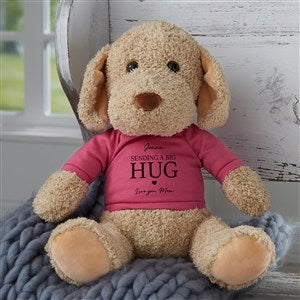 Sending Hugs Personalized Plush Dog Stuffed Animal - Raspberry - 36926-RA