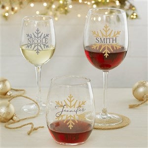 Gold Christmas Stemless Wine Glasses