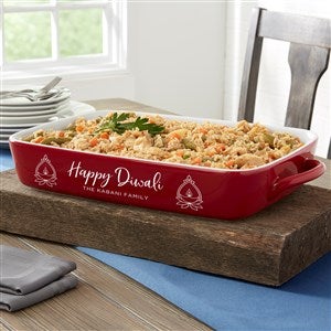 Diwali Personalized Casserole Baking Dish- Red - 37039R-C