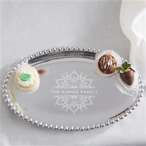 Diwali Mariposa® String of Pearls Personalized Oval Serving Tray - 37042