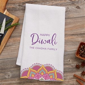 Diwali Personalized Waffle Weave Kitchen Towel - 37046