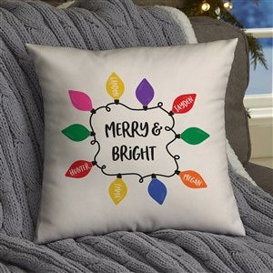 Holiday Lights Personalized Christmas 14 Velvet Throw Pillow - 37143-SV