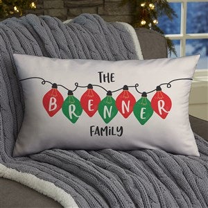 Holiday Lights Personalized Christmas Lumbar Throw Pillow - 37143-LB