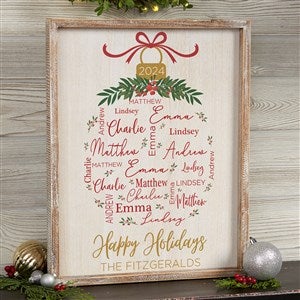 Merry Family Personalized Whitewashed Frame Wall Art- 14 x 18 - 37150-14x18