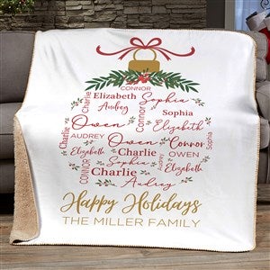 Merry Family Personalized Christmas 50x60 Sherpa Blanket - 37153-S