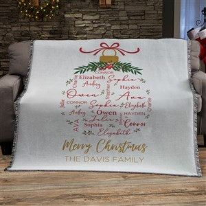 Merry Family Personalized Christmas 56x60 Woven Throw Blanket - 37153-A
