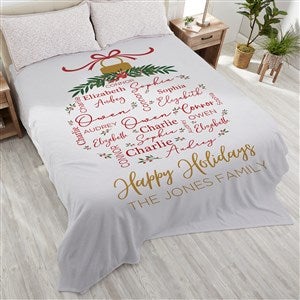 Merry Family Personalized Christmas 90x108 Plush King Fleece Blanket - 37153-K