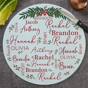 Merry Family Personalized Round Glass Cutting Board- 12 - 37156-12