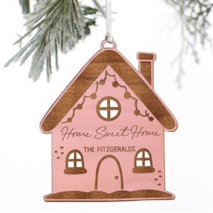 Christmas Cottage Personalized Wood Ornament- Pink Stain - 37162-P