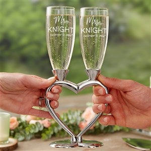 Orrefors Carat Personalized Modern Wedding Champagne Flute Set