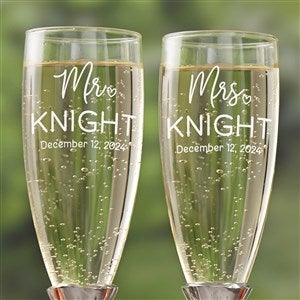 Orrefors Carat Personalized Modern Wedding Champagne Flute Set