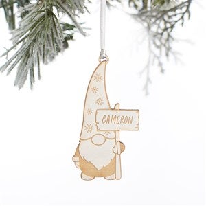 Christmas Gnome Personalized Wood Ornament- Whitewash - 37194-W