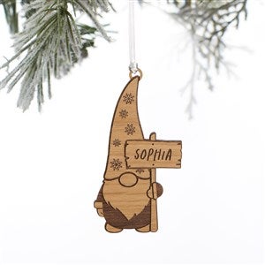 Christmas Gnome Personalized Wood Ornament- Natural - 37194-N