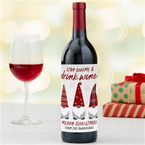Christmas Gnome Personalized Wine Bottle Label - 37223