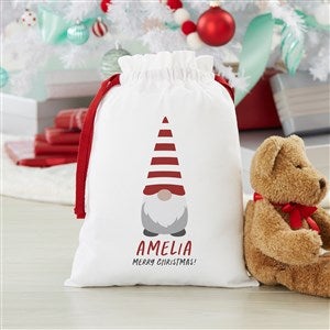 Christmas Gnome Personalized Canvas Drawstring Santa Sack-Small - 37226-S