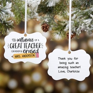 The Influence Of a Great Teacher Personalized Metal Ornament - 37234