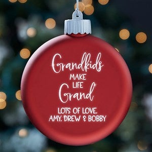 Grandkids Grand Personalized LED Red Glass Ornament - 37305-R