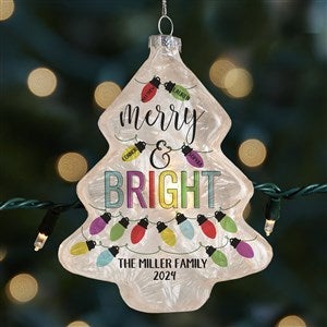 Merry & Bright Family Personalized Frosted Tree Lightable Ornament - 37312